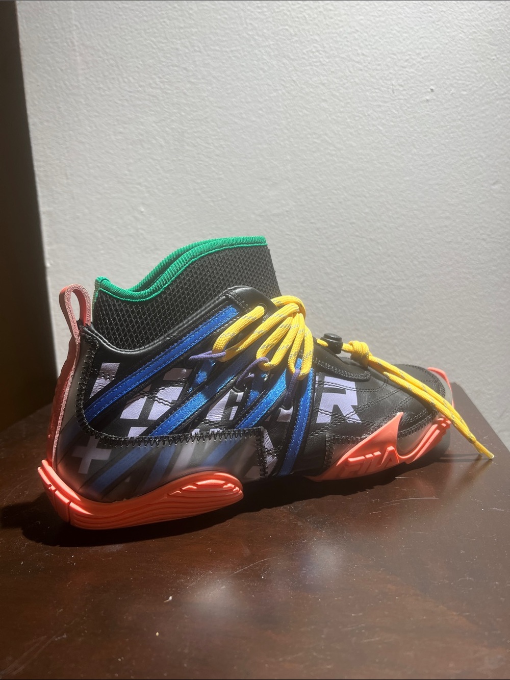 FILA Kids Black Sneakers with Blue, Yellow & Coral Accents
